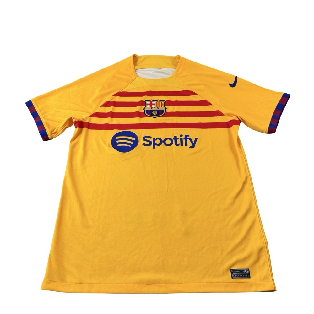 Nike X FCB Barcelona Yellow Engineered 2024 Mens Soccer Jersey Size Medium